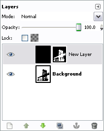 layers dialog with new black masked layer